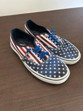 Vans Women’s 8, men’s 6.5 American Flag Americana sneaker GUC Independence Day